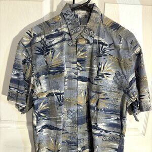 Pierre Cardin Mens Casual Short Sleeve Button Down Shirt Hawaiian Floral  Sz Med